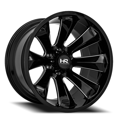 Hardrock Offroad Xplosive Xposed Wheel 22x12 6x139.7 Gloss Black Milled -51mm | H506-221283151BM