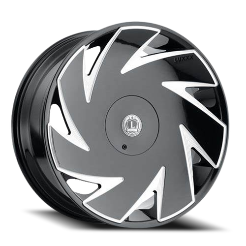 Luxxx Alloys Lux 21 Wheel 24x9.5 5x115 & 5x120 Gloss Black Milled 15mm | LUX2124955115120+18C-A1