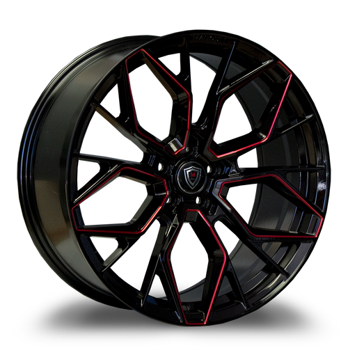 Marquee® M1004 Wheels Rims 20x10.5 5x4.5 (5x114.3) Black Red Milled 40 | 100420105511440GBRM