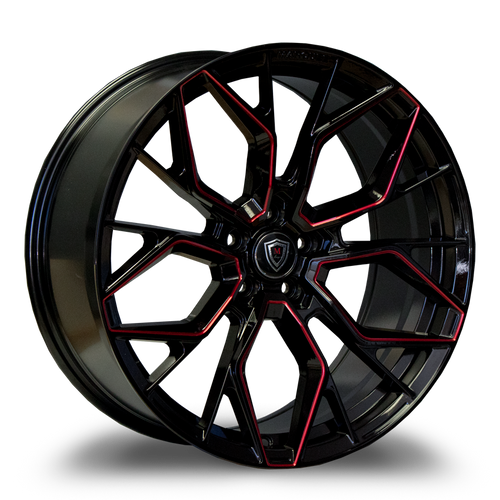 Marquee® M1004 Wheels Rims 20x9 5x127 (5x5) Black Red Milled 33 | 1004209512733GBRM