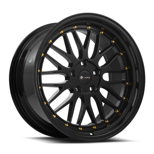Vors Vr8 Wheels Rims 18x9 5x120 Black W/ Gold Rivets 35mm | VR08189051435GB-520