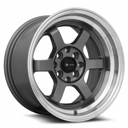 Vors Tr7 Wheels Rims 15x8 4x108 Gunmetal Graphite W/ Machine Lip 0mm | TR0715808H0GM-408