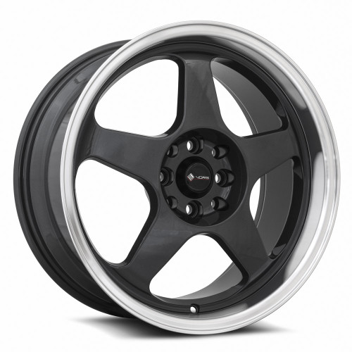 Vors Sp1 Wheels Rims 17x8 5x108 Hyper Black W/ Machined Lip 35mm | SP01178010H35HB-508