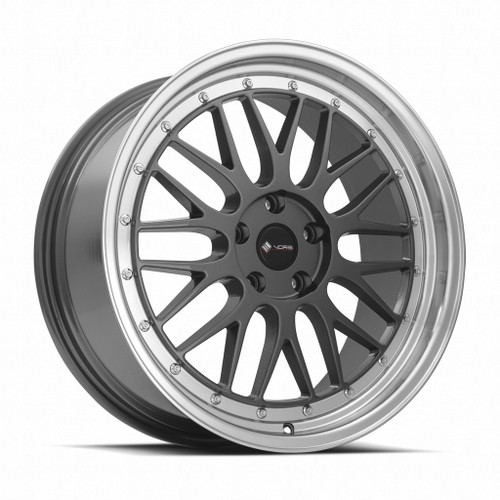 Vors Vr8 Wheels Rims 19x8.5 5x112 Hyper Black W/ Machined Lip & Chrome Rivets 35mm | VR08198551435HB-512