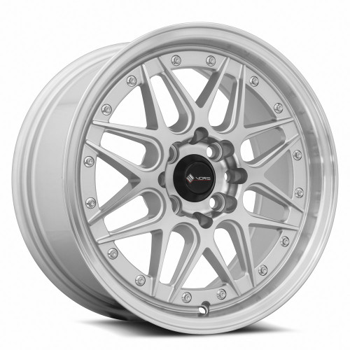 Vors Vr7 Wheels Rims 15x7 4x100 4x114.3 Silver Machined W/ Machined Lip & Chrome Rivets 35mm | VR0715708H35S
