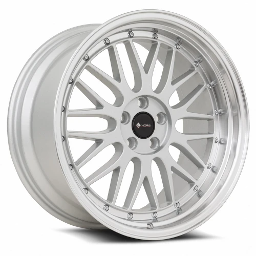 Vors Vr8 Wheels Rims 18x9 5x108 Silver W/ Machined Lip & Chrome Rivets 35mm | VR08189051435S-508