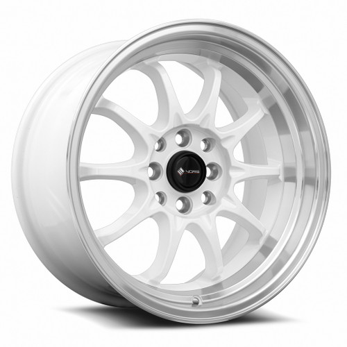Vors Tr3 Wheels Rims 16x8 4x100 4x114.3 White W/ Machined Lip 20mm | TR0316808H20W