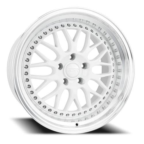 DOORBUSTER PRICING! - Esr Sr01 Wheel 18x10.5 5x110 Gloss White w/ Machined Lip 15mm | 80511115 SR01WHT-ML 5X110