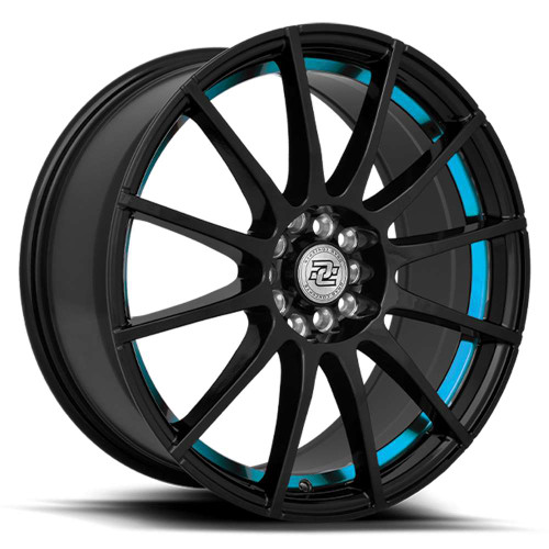 Drag Concepts Dc16 Wheels Rims 17x7 5x100 5x114.3 Gloss Black W/ Blue ...