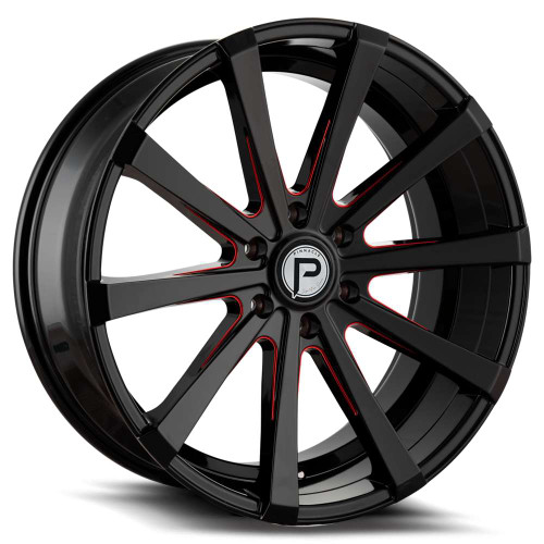 Pinnacle® Royalty P100 Wheels Rims 20x8.5 5x4.5 (5x114.3) Gloss Black Red Milled 35 | P100205545-35RML