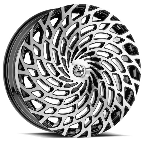 Azara® Aza-523 Custom Drilled Wheel Blanks Rims 22x9.5 Gloss Black Machined 15 | AZA-5232295BLANK+15BM