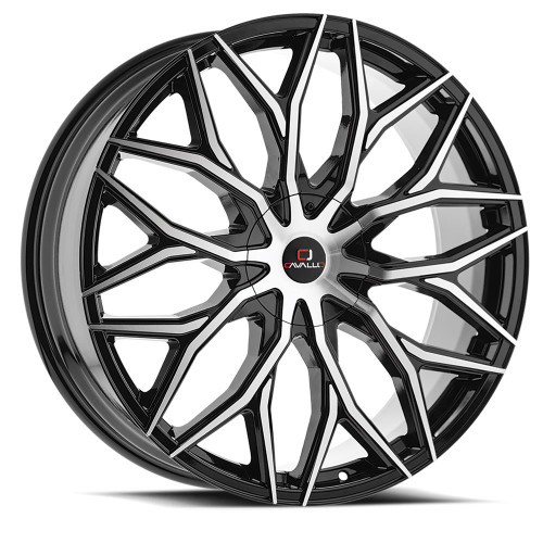 Cavallo® Clv-37 Custom Drilled Wheel Blanks Rims 26x9.5 Gloss Black Machined 18 | CLV-372695BLANK+18BM