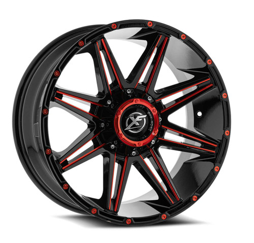 Xf Off-Road Xf-220 Wheels Rims 17x9 8x6.5 (8x165.1) 8x170 Gloss Black Red Milled 0 | XF-220179081651170+0GBMLR