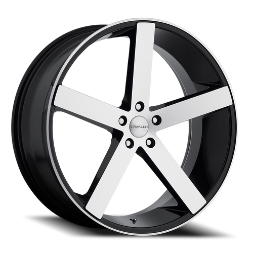 DOORBUSTER PRICING! - Cavallo Clv-5 Wheel 24x9 5x115 Gloss Black & Machined 15mm | CLV-524905115+15BM