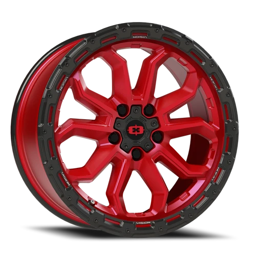 Vision Korupt 405 Wheel 18x9 5x127 Gloss Red With Gloss Black Lip -12mm | 405-8973GRGBL-12
