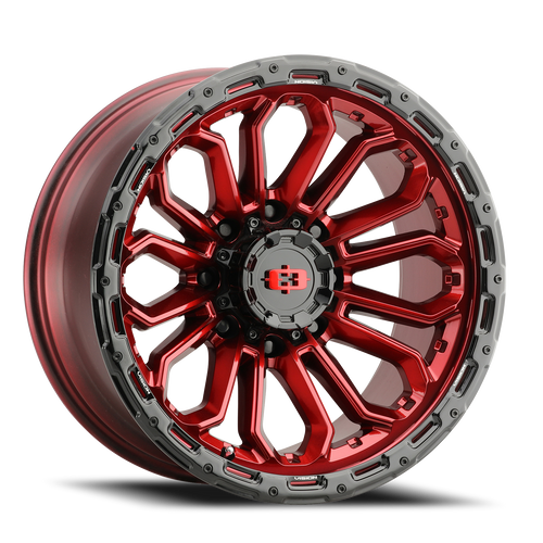 Vision Korupt 405 Wheel 18x9 8x180 Gloss Red With Gloss Black Lip 12mm | 405-8987GRGBL12