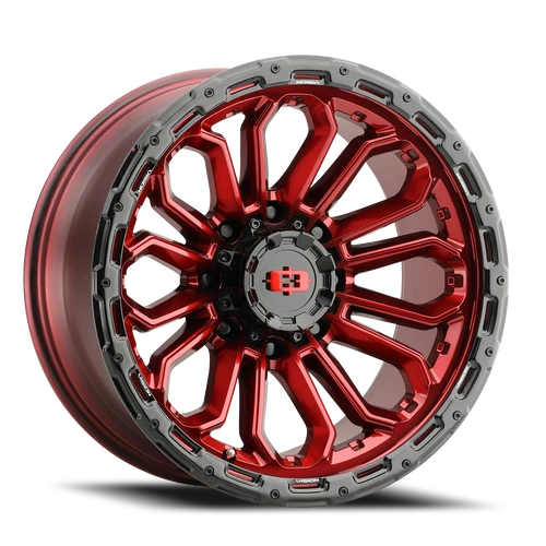 Vision Korupt 405 Wheel 20x10 8x170 Gloss Red With Gloss Black Lip -25mm | 405-20070GRGBL-25