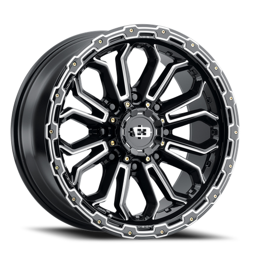 Vision Korupt 405 Wheel 20x10 8x165.1 Gloss Black Milled Spoke -25mm | 405-20081GBMS-25