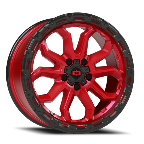 Vision Korupt 405 Wheel 20x9 5x139.7 Gloss Red With Gloss Black Lip 12mm | 405-2985GRGBL12