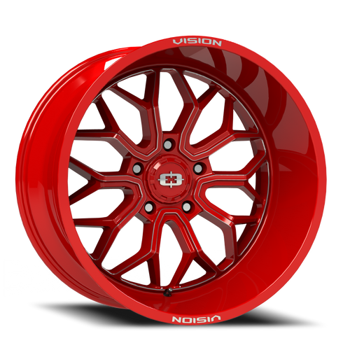 Vision Riot 402 Wheel 20x10 5x139.7 Red Tint Milled Spokes -25mm | 402-20085RTMS-25
