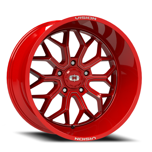 Vision Riot 402 Wheel 20x12 5x139.7 Red Tint Milled Spokes -51mm | 402-20285RTMS-51