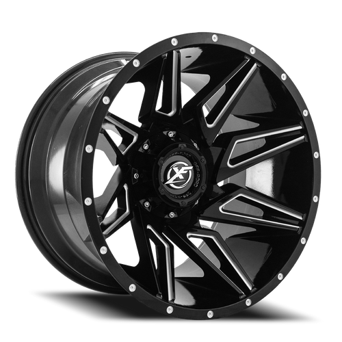DOORBUSTER PRICING! - Xf Off-Road Xf-218 Wheel 20x10 5x127 & 5x139.7 Gloss Black & Milled -12mm | XF-218201051271397-12GBML
