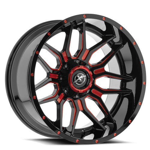 Xf Off-Road® Xf-222 Wheels Rims 20x9 8x6.5 (8x165.1) 8x180 Gloss Black Red Milled 0 | XF-222209081651180+0GBMLR