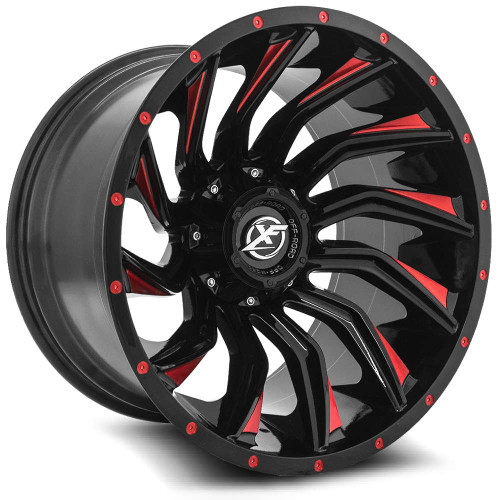 Xf Off-Road® Xf-224 Wheels Rims 20x9 5x127 (5x5) 5x5.5 (5x139.7) Gloss Black Red Milled 0 | XF-224209051271397+0GBMLR