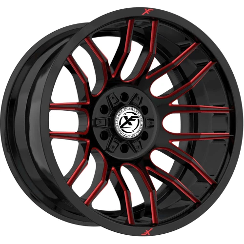 Xf Off-Road® Xf-232 Wheels Rims 22x12 5x127 (5x5) 5x5.5 (5x139.7) Gloss Black Red Milled -44  | XF-232221251271397-44GBMLR