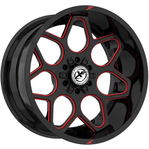 Xf Off-Road® Xf-233 Wheels Rims 20x10 5x127 (5x5) 5x5.5 (5x139.7) Gloss Black Red Milled -12  | XF-233201051271397-12GBMLR