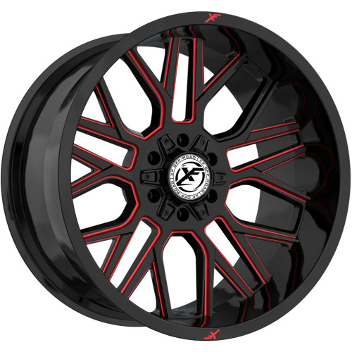 Xf Off-Road® Xf-235 Wheels Rims 20x10 5x127 (5x5) 5x5.5 (5x139.7) Gloss Black Red Milled -12  | XF-235201051271397-12GBMLR