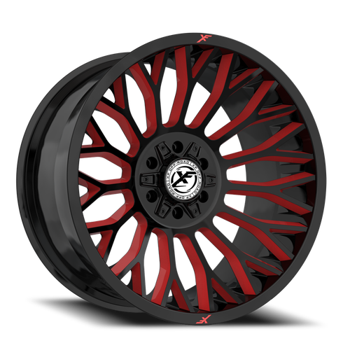 DOORBUSTER PRICING! - Xf Off-Road Xf-237 Wheel 20x10 6x135 & 6x139.7 Gloss Black & Red Milled -12mm | XF-237201061351397-12GBRW