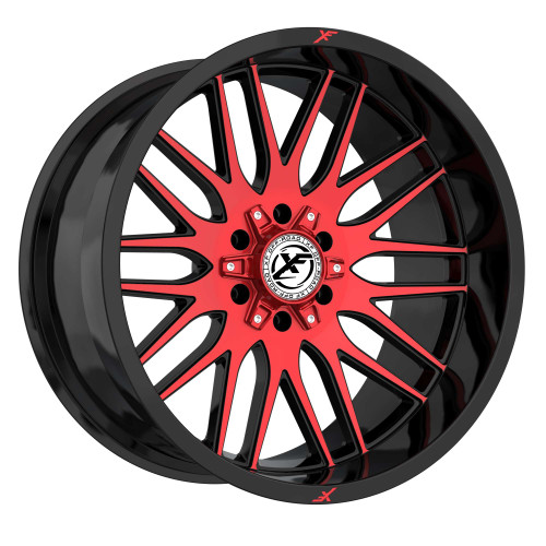 Xf Off-Road® Xf-240 Wheels Rims 20x9 5x127 (5x5) 5x5.5 (5x139.7) Gloss Black Red Milled 12 | XF-240209051271397+12GBMLR