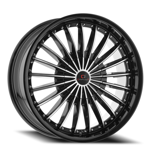 DOORBUSTER PRICING! - Cavallo Clv-32 Wheel 20x8.5 5x112 & 5x114.3 Gloss Black & Machined 35mm | CLV-32208551121143+35BM
