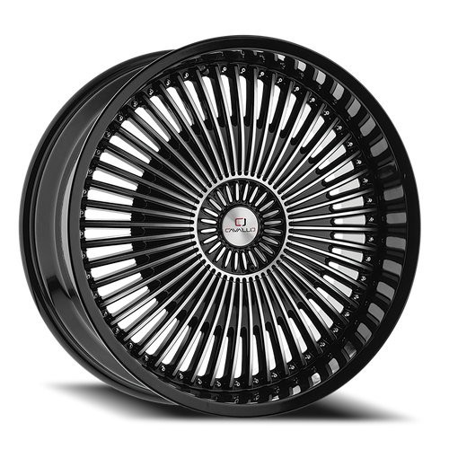 DOORBUSTER PRICING! - Cavallo Clv-41 Wheel 20x8.5 5x108 & 5x114.3 Gloss Black & Machined 35mm | CLV-41208551081143+35BM