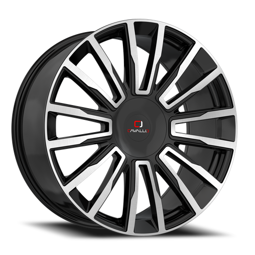 DOORBUSTER PRICING! - Cavallo Clv-47 Wheel 22x9.5 5x115 & 5x120 Gloss Black & Machined 15mm | CLV-4722955115120+15BM