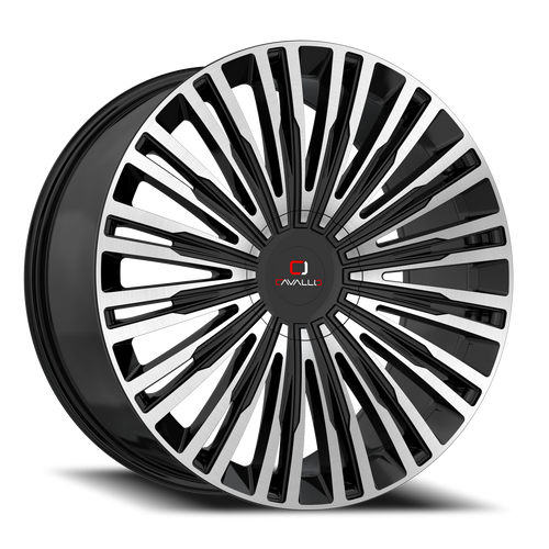 DOORBUSTER PRICING! - Cavallo Clv-48 Wheel 22x8.5 5x114.3 & 5x120 Gloss Black & Machined 38mm | CLV-48228551143120+38BM