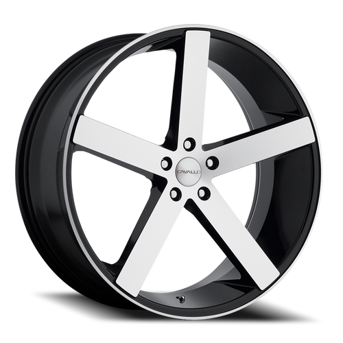 DOORBUSTER PRICING! - Cavallo Clv-5 Wheel 24x10 5x115 Gloss Black & Machined 20mm | CLV-524105115+20BM