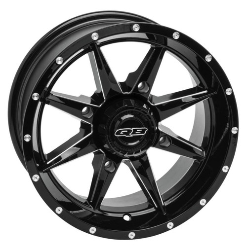 Quadboss® Slicer ATV Wheels Rims 14x10 4x156 Black Machined -12  | 608473