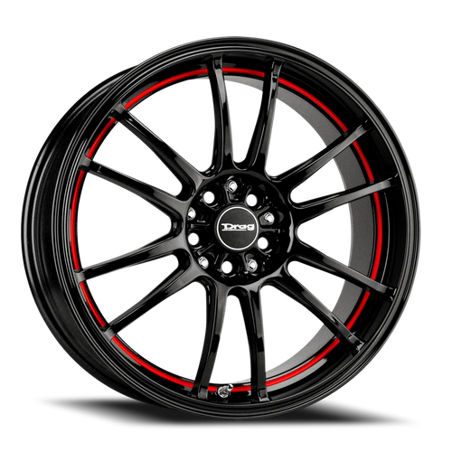Drag Dr38 Wheel 18x8 5x100 & 5x114.3 Gloss Black w/ Red Line 35mm | DR38188053573GBR1