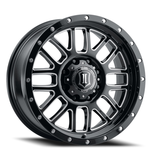 DOORBUSTER PRICING! - Icon Alloys Alpha Wheel 20x9 5x150 Satin Black w/ Milled Windows 16mm | 1220905556SBMW