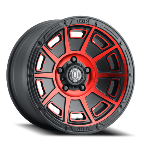 DOORBUSTER PRICING! - Icon Alloys Victory Wheel 17x8.5 5x127 Satin Black w/ Red Face 6mm | 3017857345SBRT