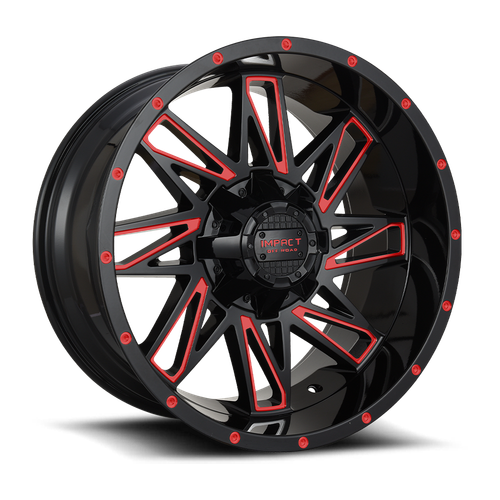 DOORBUSTER PRICING! - Impact Off-Road 814 Wheel 18x9 6x139.7 & 6x135 Gloss Black w/ Red Milling 0mm - FREE T-SHIRT INCLUDED! | 814GBR-89066-00