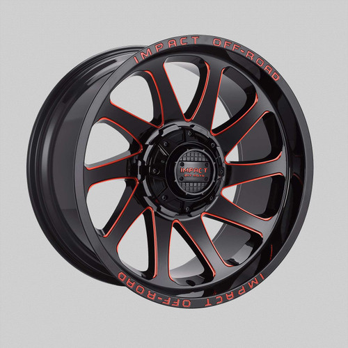 Impact Off-Road 825 Wheels Rims 20x10 6x5.5 (6x139.7) 6x135 Gloss Black Red Milled -12  | 825GBXR-21066-12
