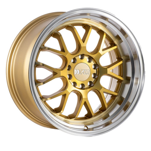 F1R F21 Wheels Rims 18x9.5 5x100 5x114.3 Machine Gold/Polish Lip V2 35mm | F211895MGP35-v2
