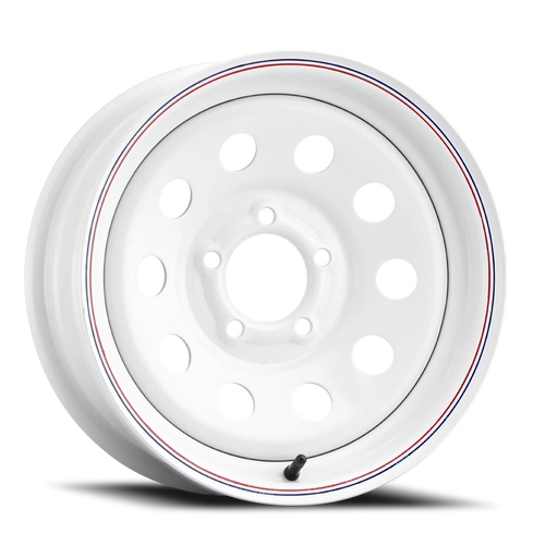 Allied Mod 27 Wheel 15x5 5x127 White w/ Red & Blue Pinstripe 0mm | 2755050-32271