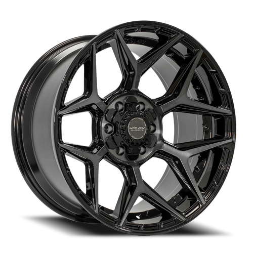 DOORBUSTER PRICING! - 4Play 4P06 Wheel 22x10 6x139.7 & 6x135 Gloss Black w/ Brushed Face & Tinted Clear -18mm - FREE T-SHIRT INCLUDED! | 4P06-22100-6D55-18BBT
