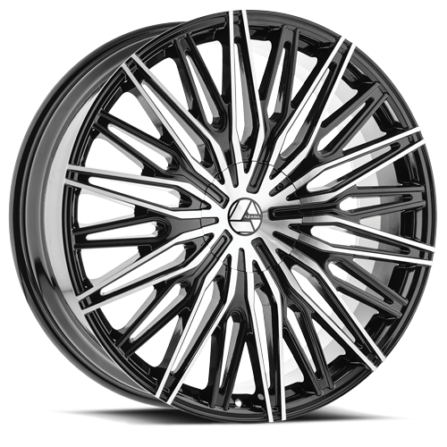 DOORBUSTER PRICING! - Azara Aza-522 Wheel 20x8.5 5x110 & 5x114.3 Gloss Black & Machined 35mm | AZA-522208551101143+35BM