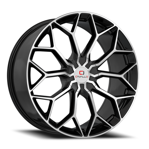 DOORBUSTER PRICING! - Cavallo Clv-44 Wheel 22x9.5 6x135 & 6x139.7 Gloss Black & Machined 25mm | CLV-44229561351397+25BM