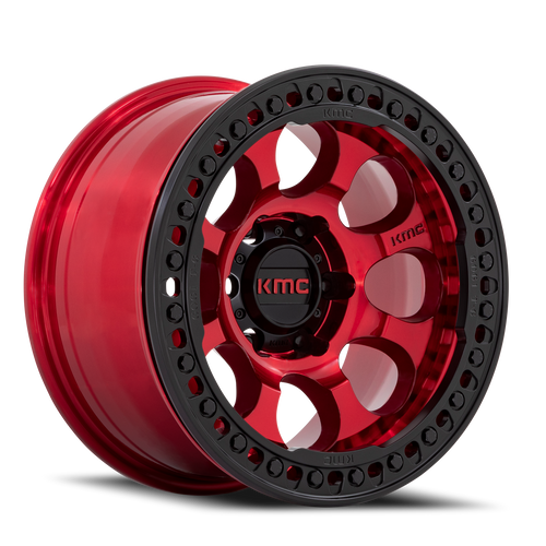 Kmc Km237 Riot Beadlock Wheel 17x9 6x139.7 Candy Red With Black Bead Ring -12mm | KM237QB17906012N